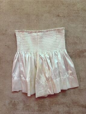 NATURAL LIFE White Smocked Waist Mini Skort